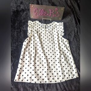 EUC White/Black Polka Dot Top S